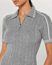 Robe à manches courtes en cachemire - Gris Chiné Foncé