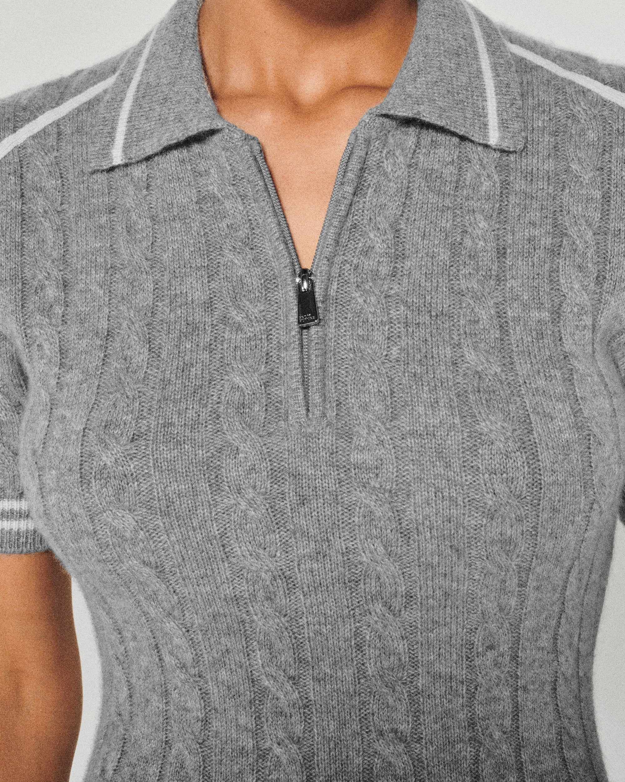 Robe à manches courtes en cachemire - Gris Chiné Foncé