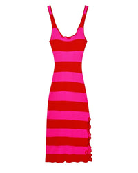 Robe longue à bretelles en laine mérinos - Rouge Vif