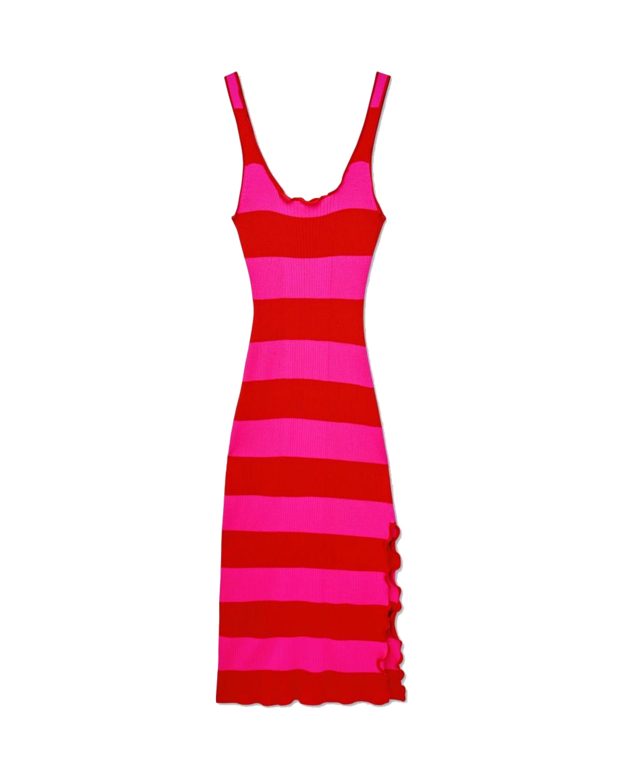 ROUGE VIF / DJV / QTY : 54 / Robe Longue Bretelle Rayures - Rouge Vif