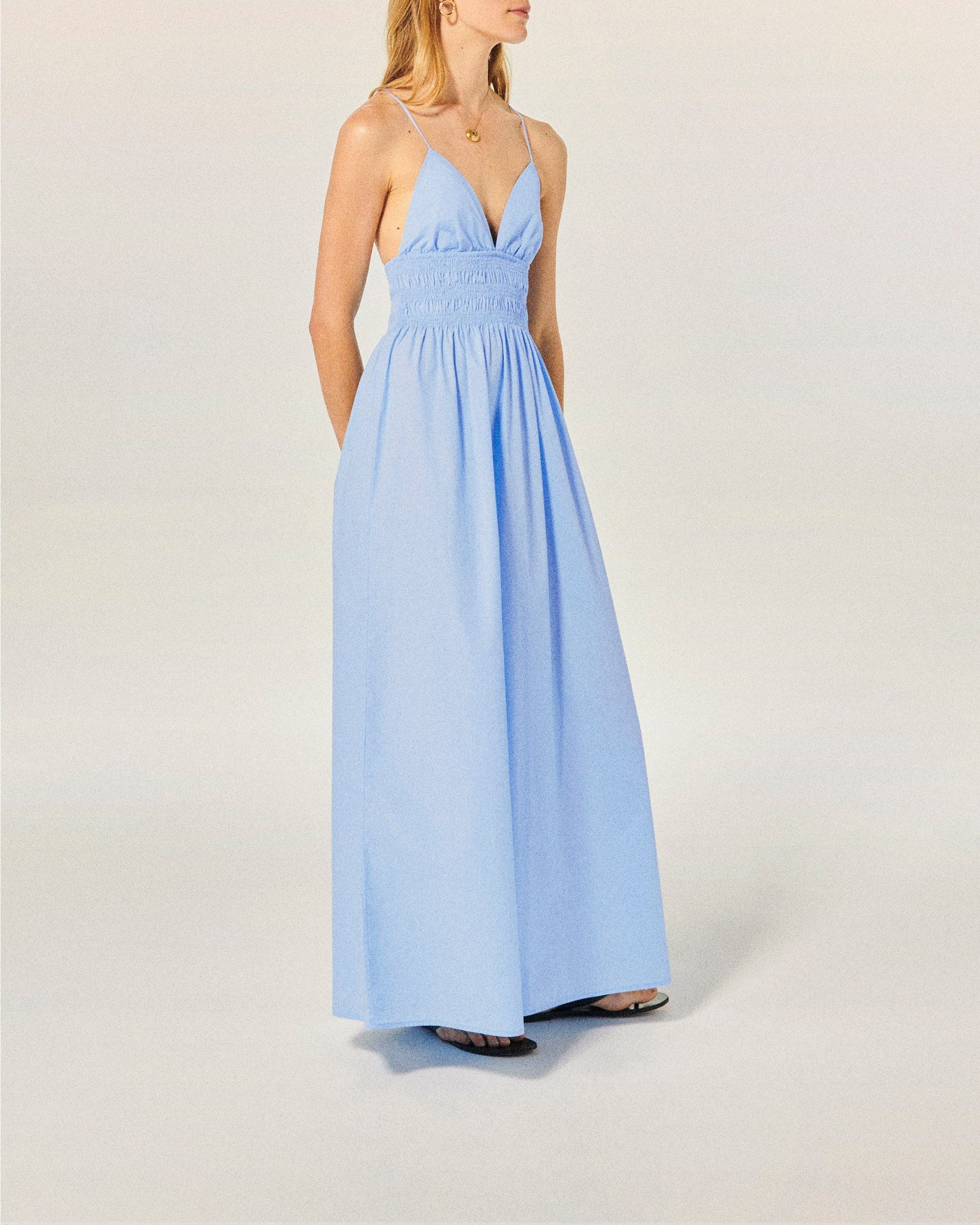 Robe longue à bretelles Liah - Baby Blue