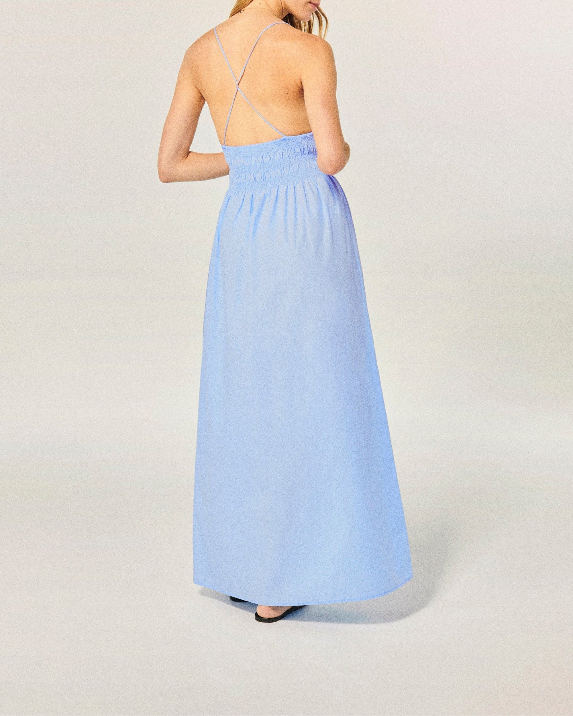 Robe longue à bretelles Liah - Baby Blue