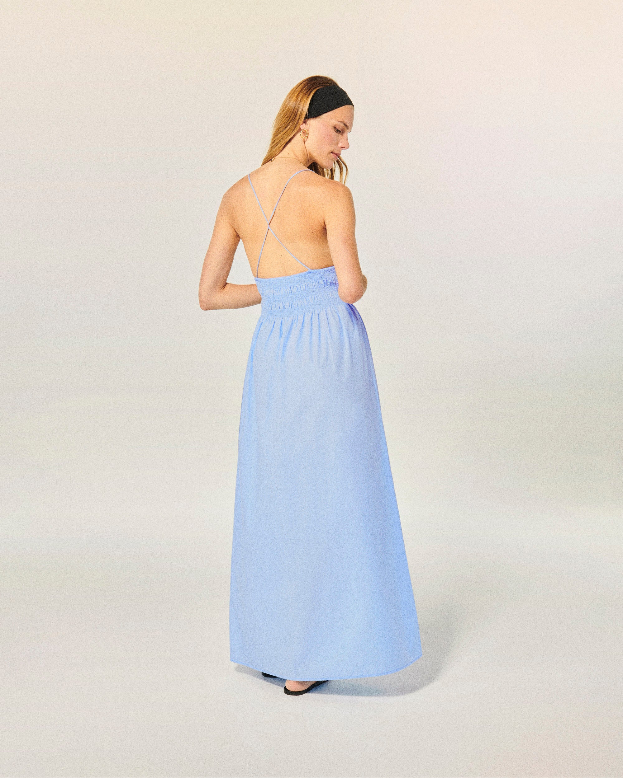 BABY BLUE / NEW / QTY : 13 / Robe Longue Bretelle Liah - Baby Blue