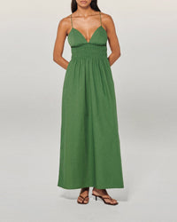 Robe longue à bretelles Liah - Kaki