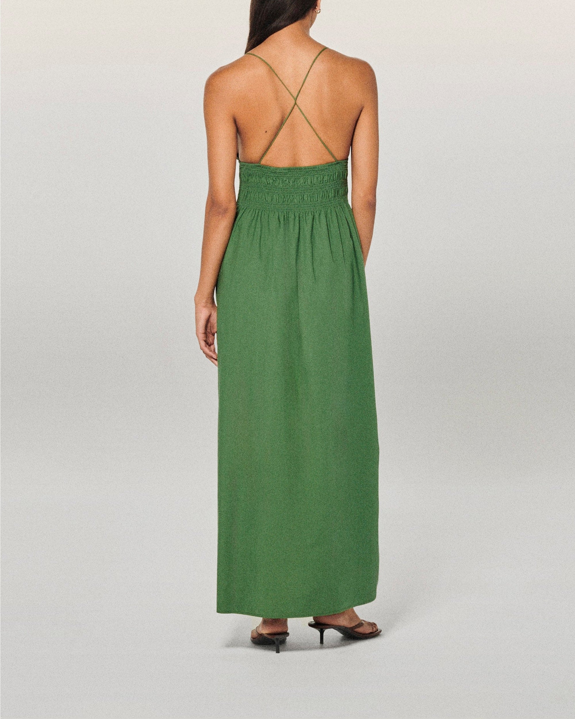 Robe longue à bretelles Liah - Kaki