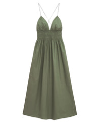 Robe longue à bretelles Liah - Kaki