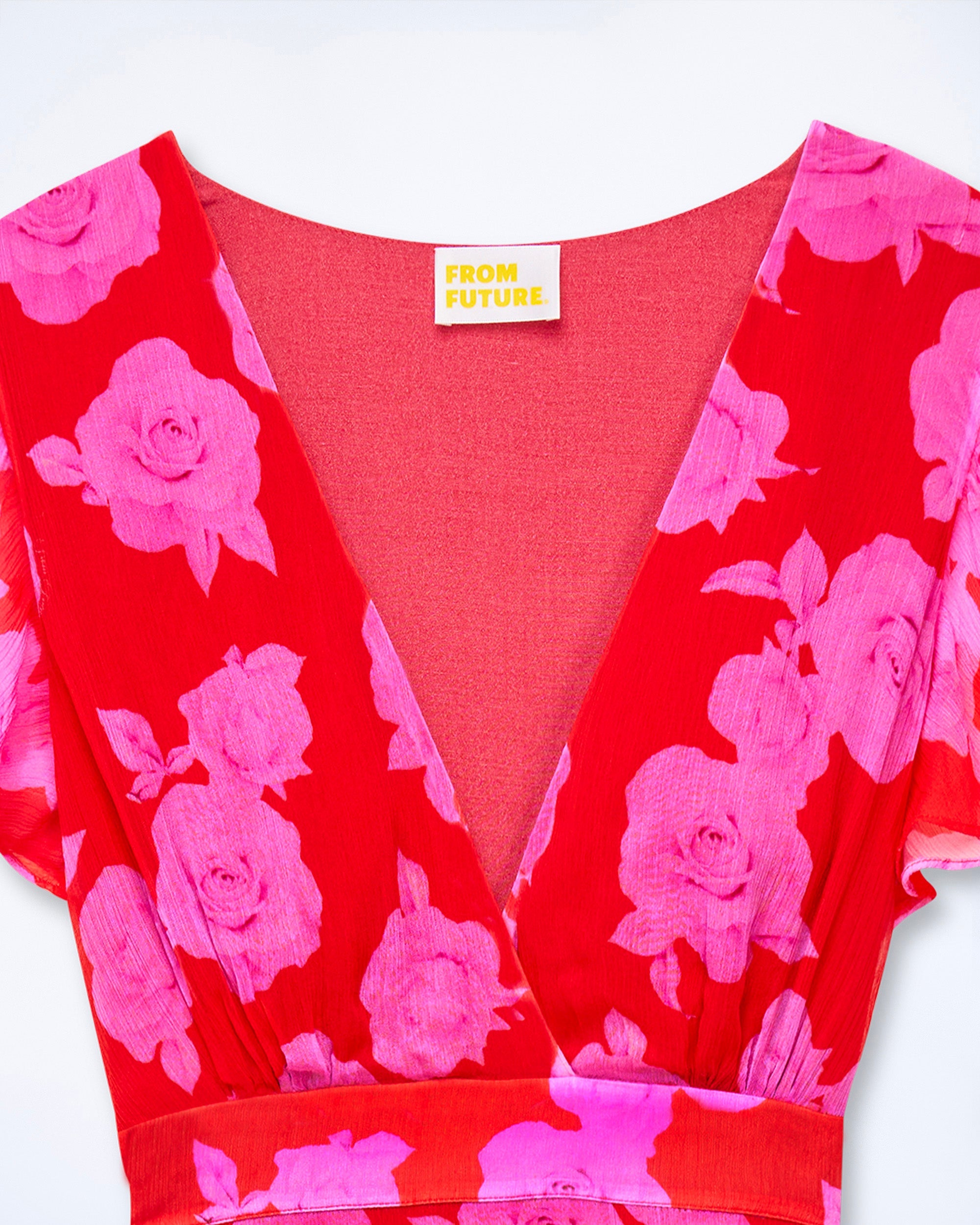 SUMMER ROSES RED / DJV / QTY : 34 / Robe Longue Manche Courte Julia - Summer Roses Red