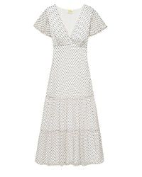 Robe longue Julia - Pois Ecru