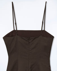 Robe courte à bretelles Rivka en lin - Chocolat