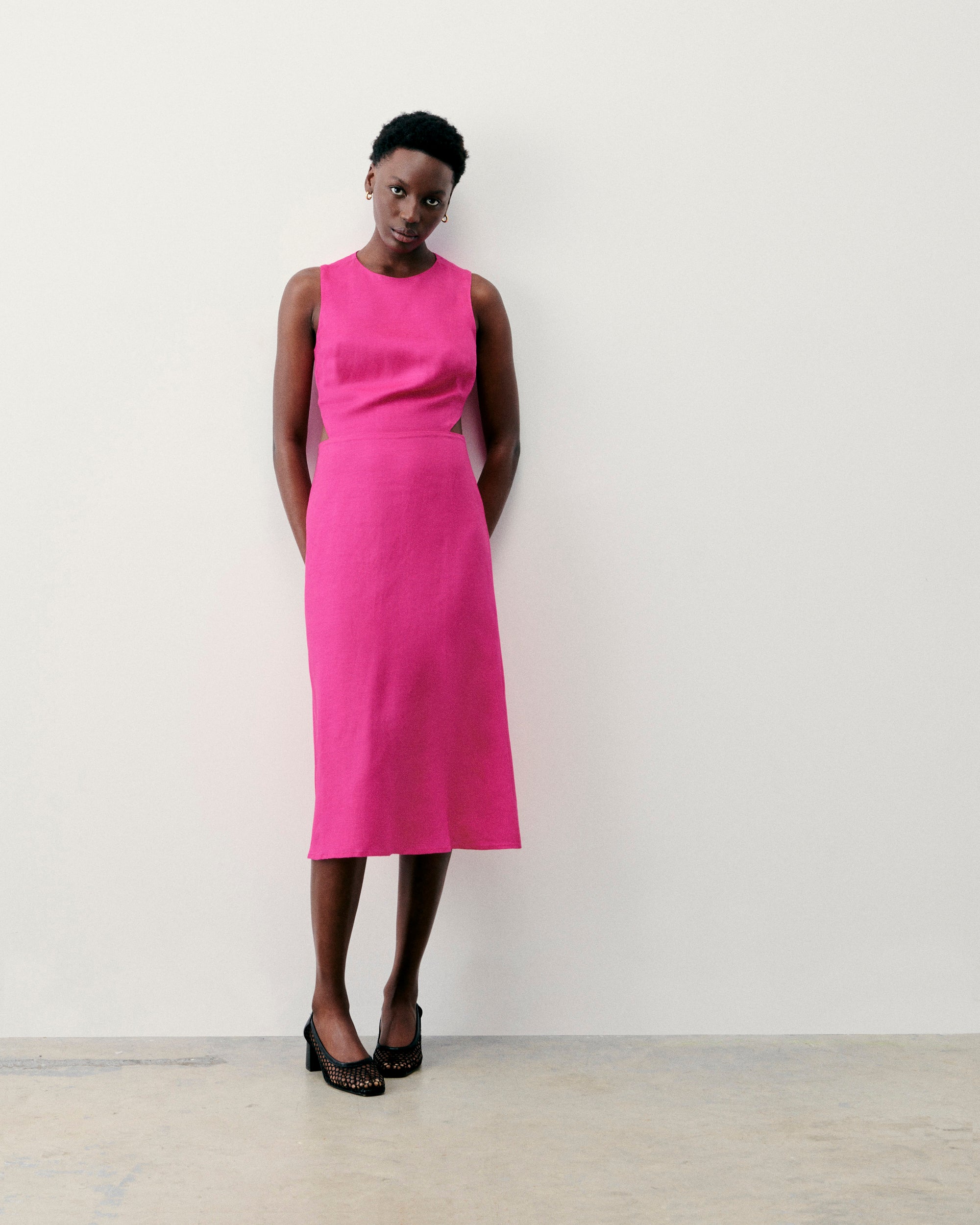 DISCO PINK / NEW / QTY : 18 / Robe Longue Bretelle Myra - Disco Pink