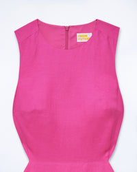 Robe midi sans manches Myra en lin - Disco Pink