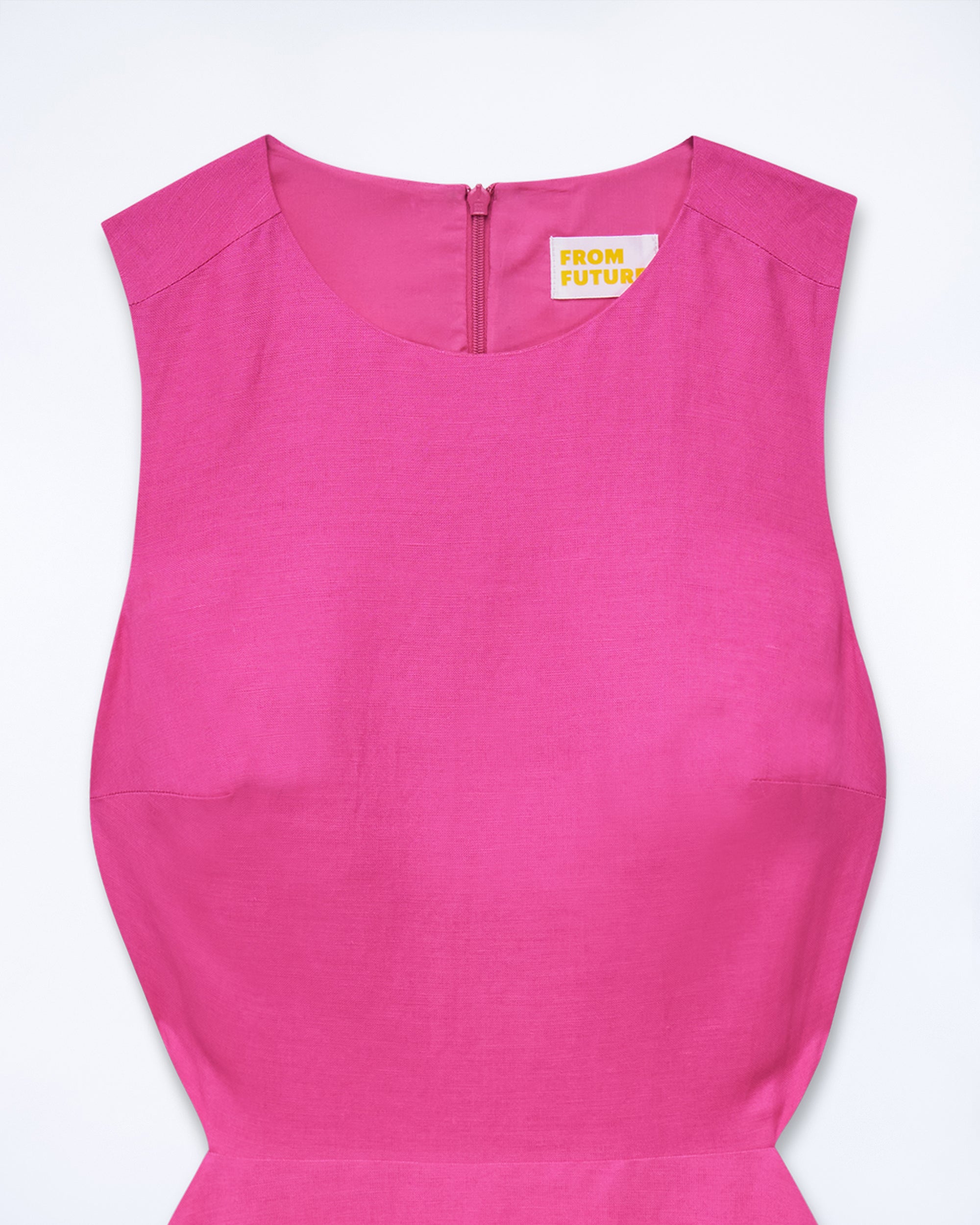 Robe midi sans manches Myra en lin - Disco Pink