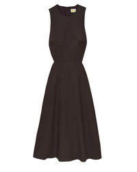 Robe longue à bretelles Myra en lin - Chocolat