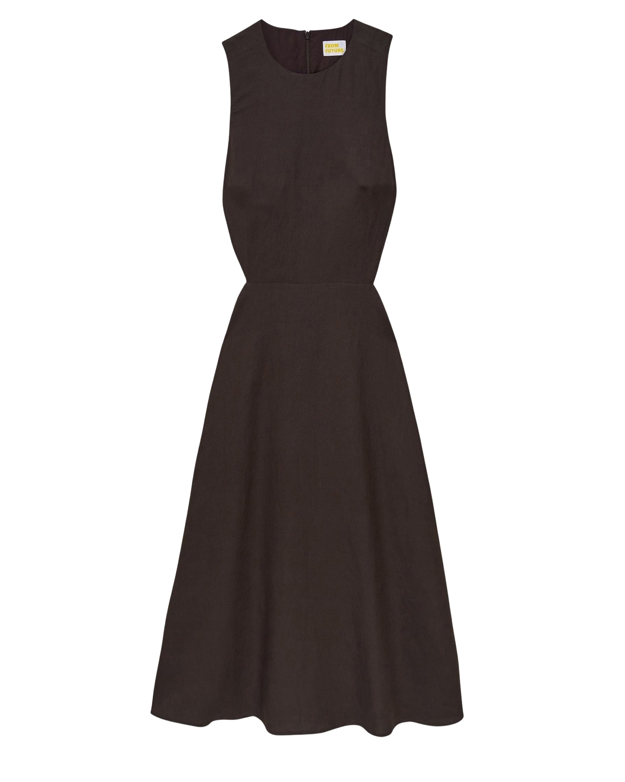 Robe longue à bretelles Myra en lin - Chocolat