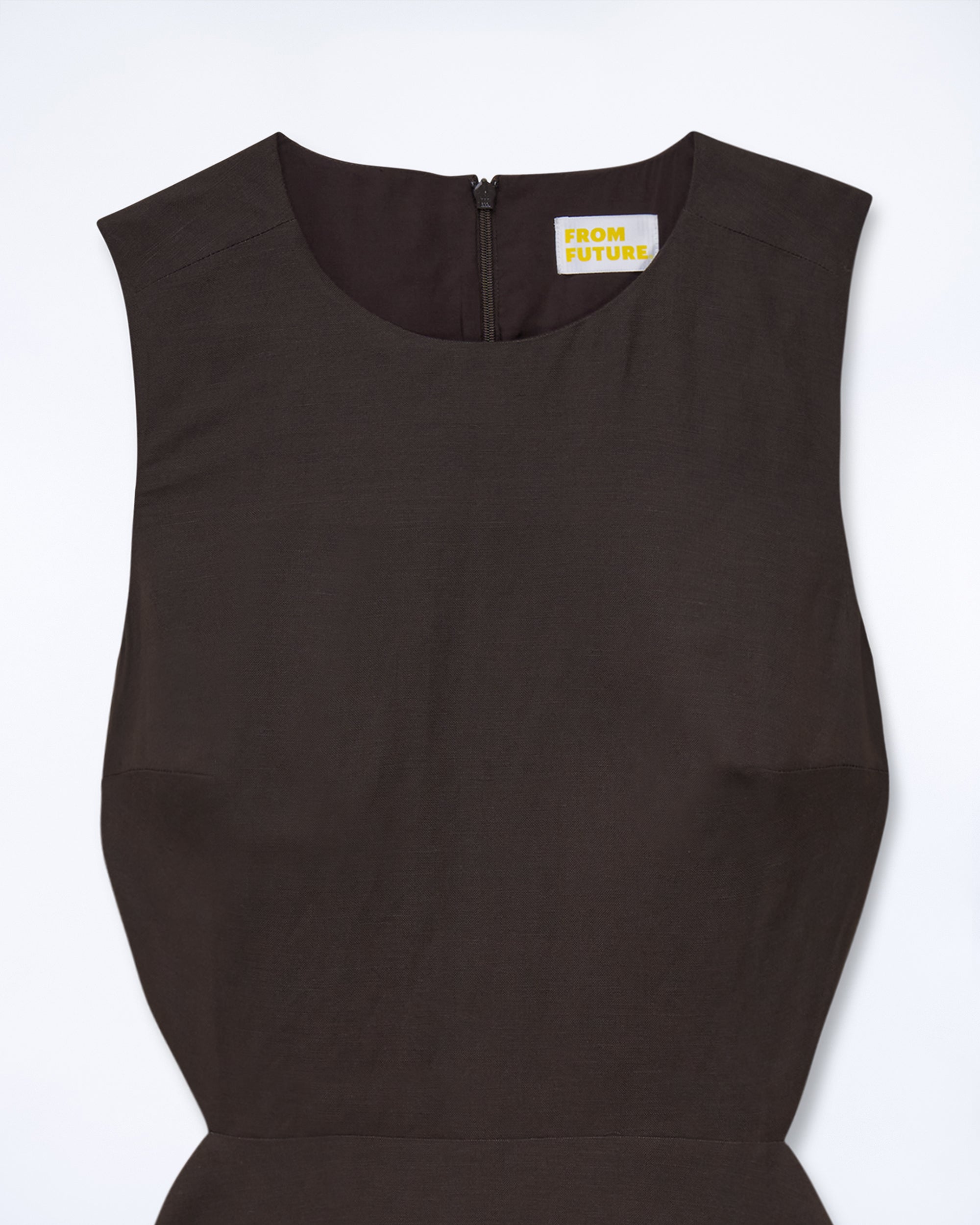 Robe longue à bretelles Myra en lin - Chocolat