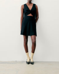 Robe courte à bretelles Becky en lin - Noir