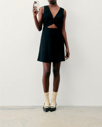 Robe courte à bretelles Becky en lin - Noir