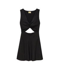 Robe courte à bretelles Becky en lin - Noir