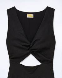 Robe courte à bretelles Becky en lin - Noir