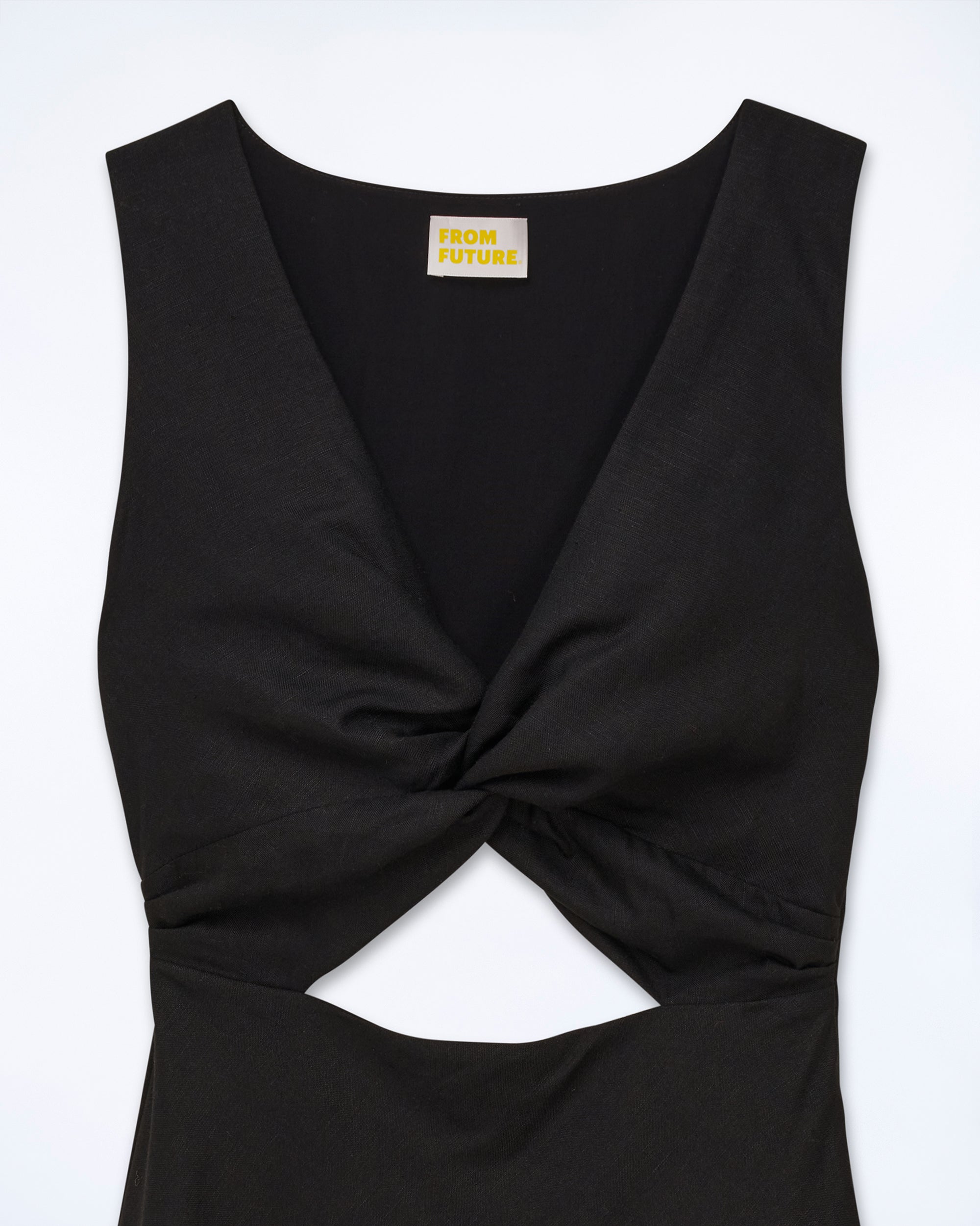 Robe courte à bretelles Becky en lin - Noir