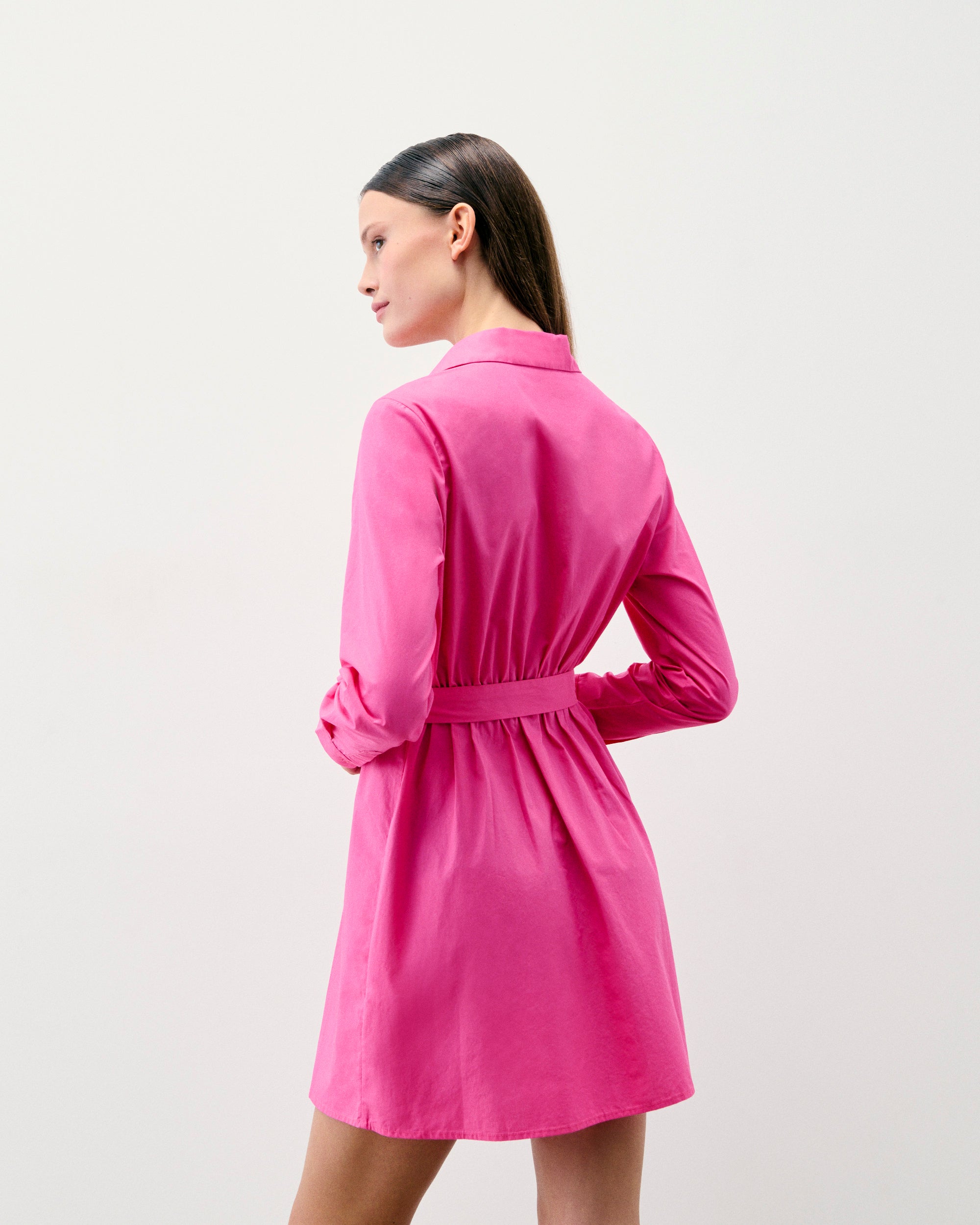 Y. ONLY PORTE / DISCO PINK / NEW / QTY : 83 / Robe Courte Manche Longue Alba - Disco Pink