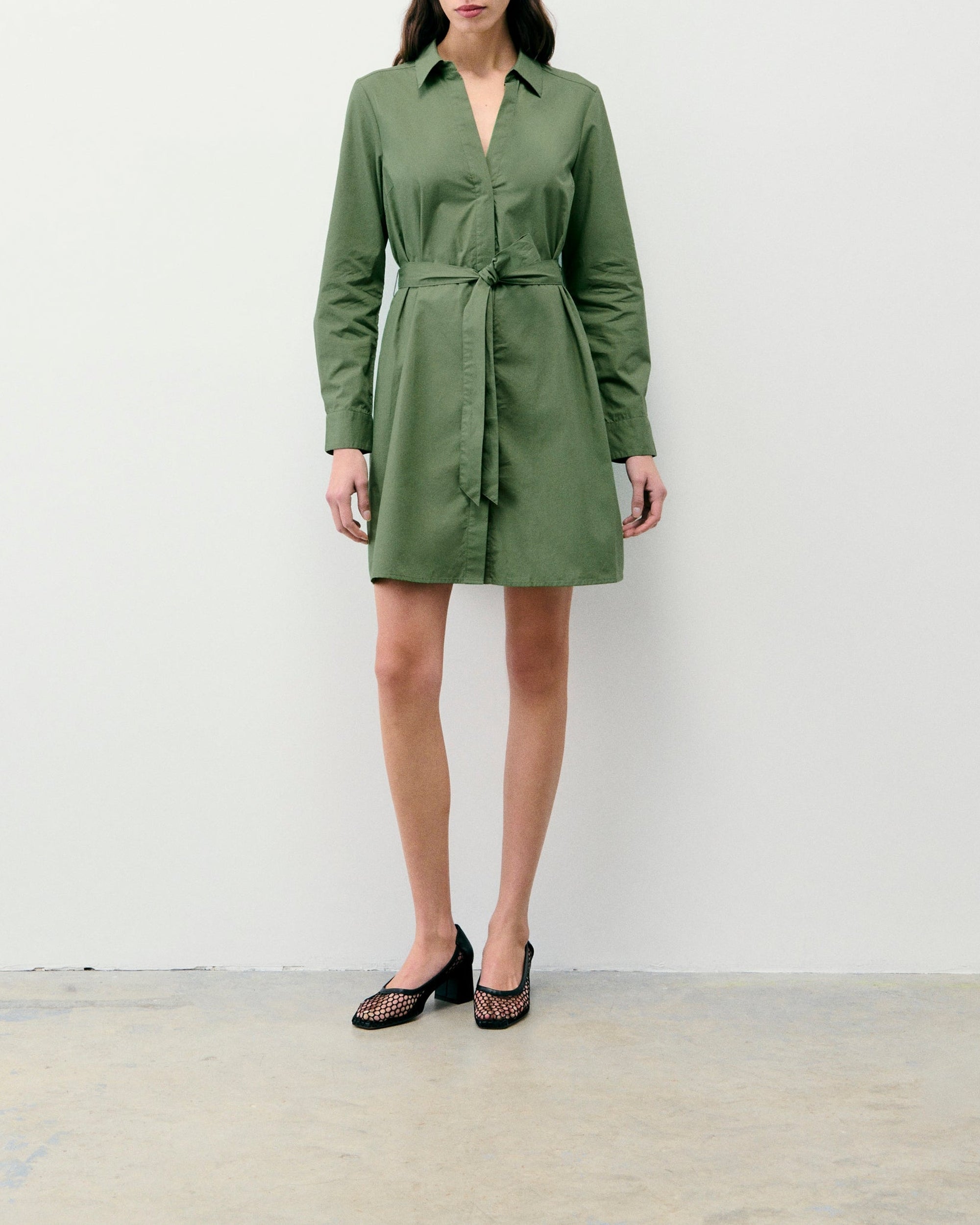 Robe courte à manches longues - Kaki
