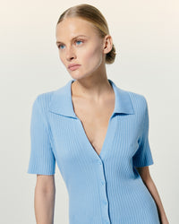 Y. ONLY PORTE / BABY BLUE / NEW / QTY : 3 / Robe Courte Manche Courte - Baby Blue