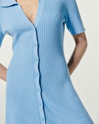 Robe courte à manches courtes en laine - Baby Blue