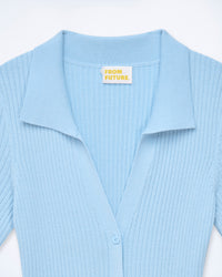 Robe courte à manches courtes en laine - Baby Blue