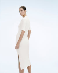 Robe Longue Manche Courte   - Ecru