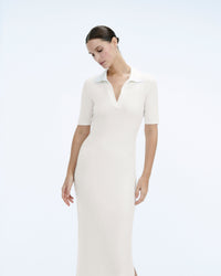 Robe Longue Manche Courte   - Ecru