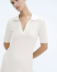 Robe longue en laine mérinos - Ecru