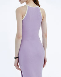 Strapless maxi dress in merino wool - Magic Lilac