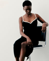 Robe Longue Bretelle Bicolore  - Noir