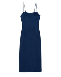 Strapless long dress in linen - Navy