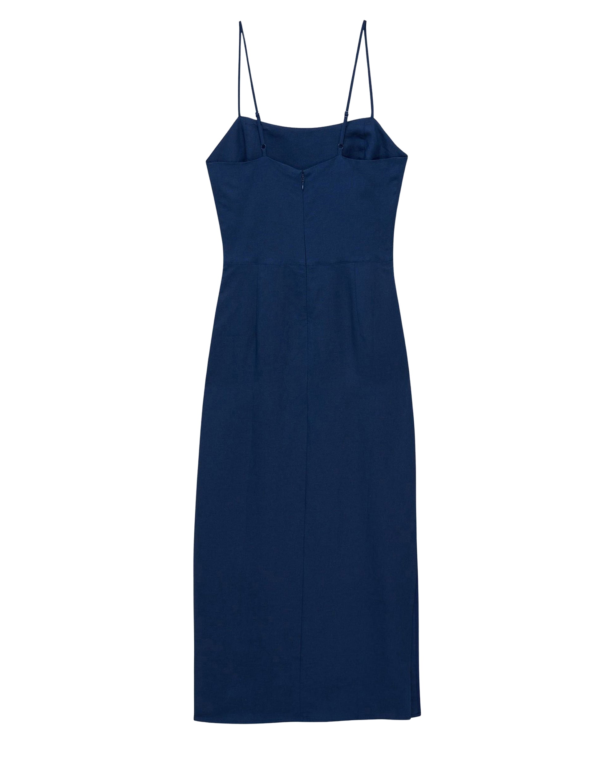 Strapless long dress in linen - Navy