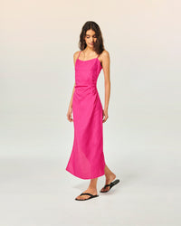 DISCO PINK / NEW / QTY : 8 / Robe Longue Bretelle - Disco Pink