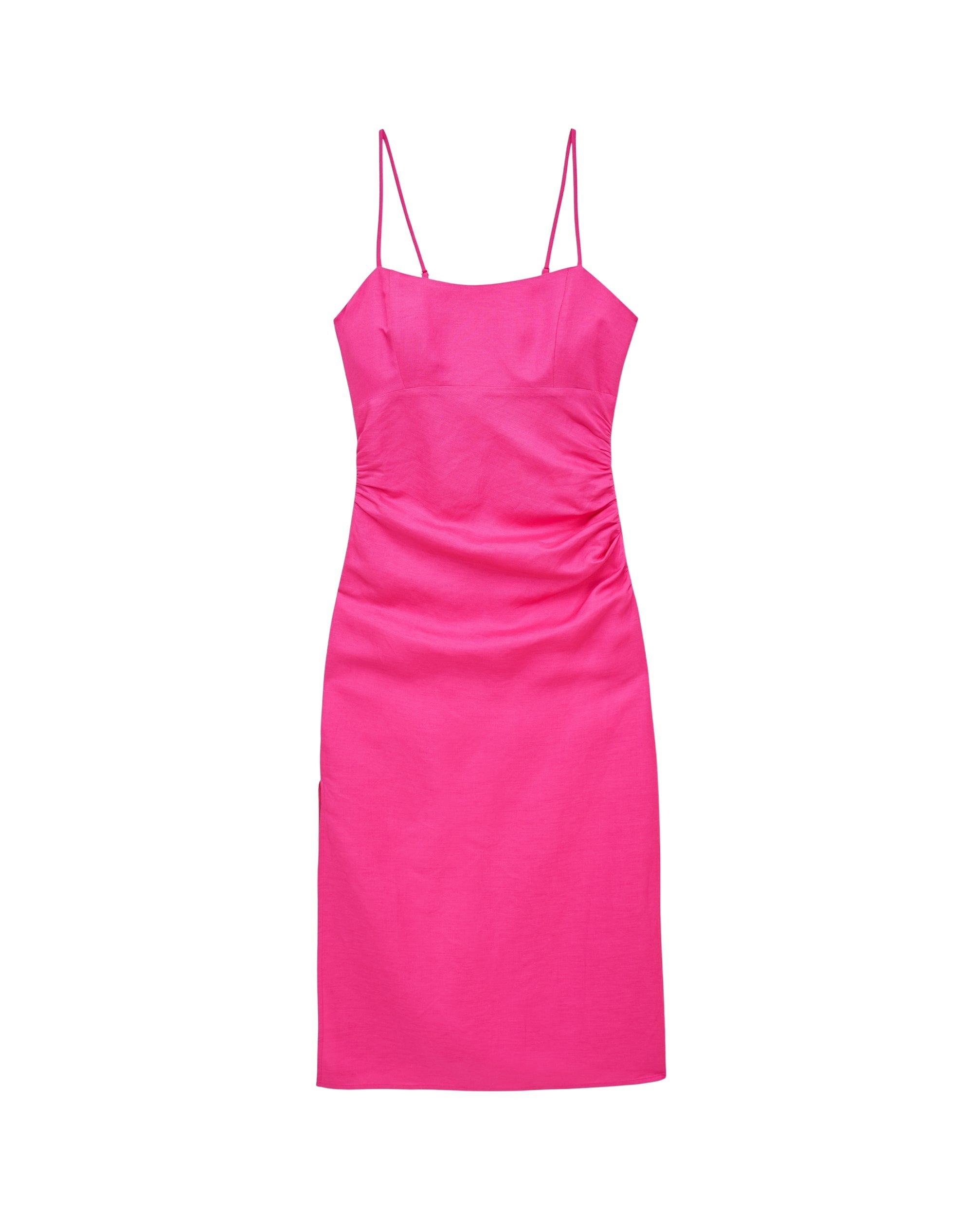 Robe Longue Bretelle   - Disco Pink