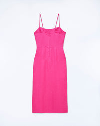 Strapless long dress in linen - Disco Pink