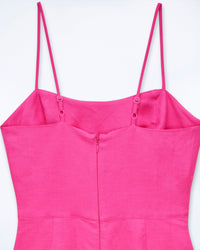 Strapless long dress in linen - Disco Pink