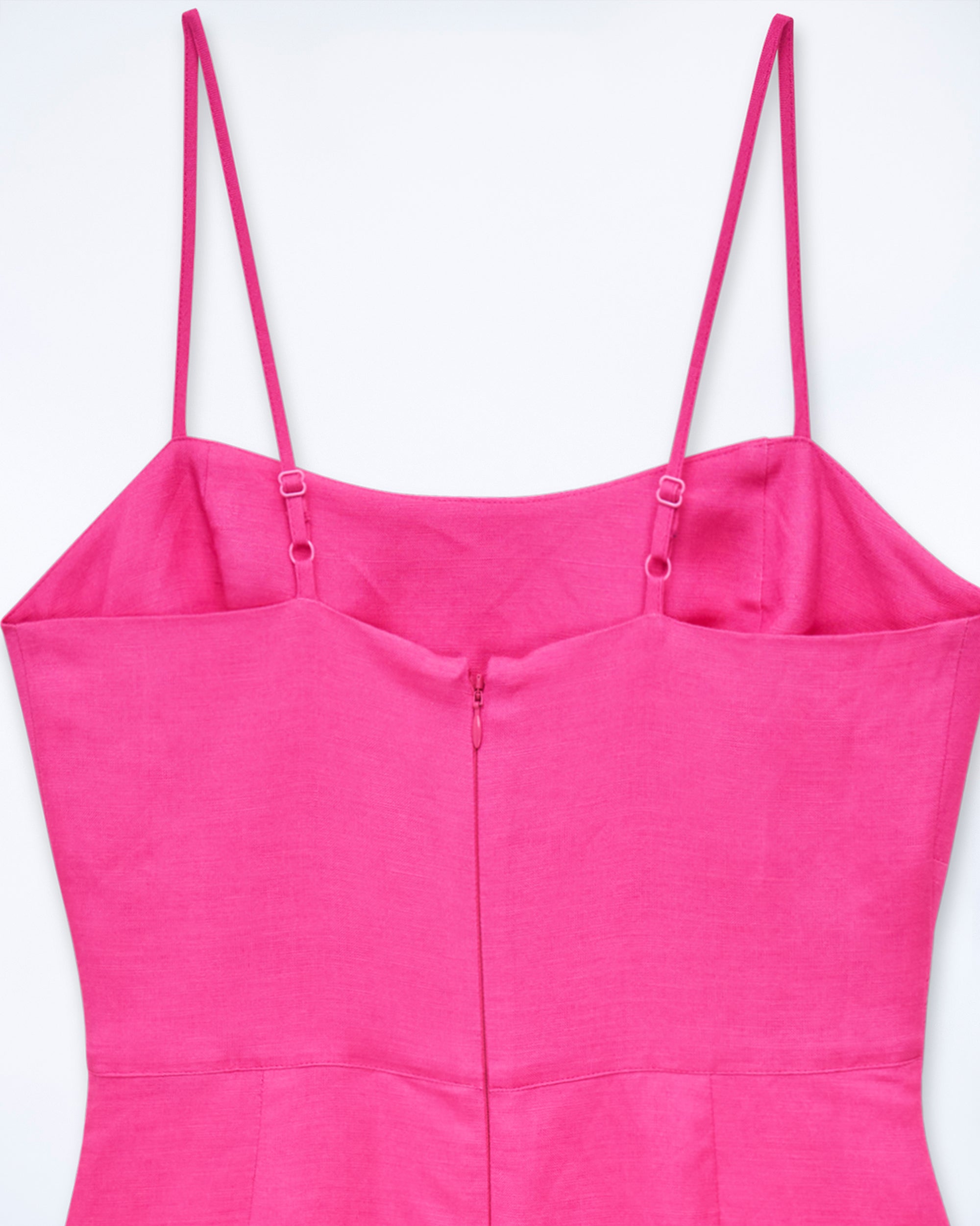 Strapless long dress in linen - Disco Pink