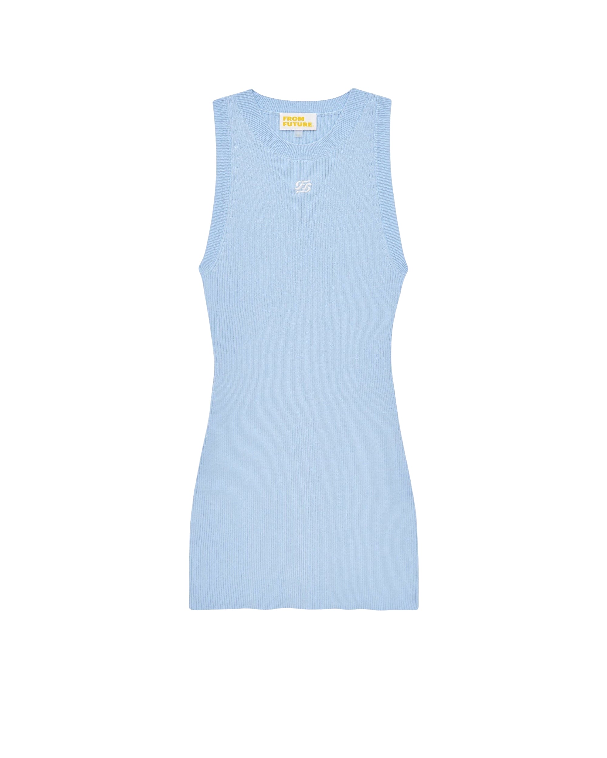 Robe courte à bretelles en laine mérinos - Baby Blue