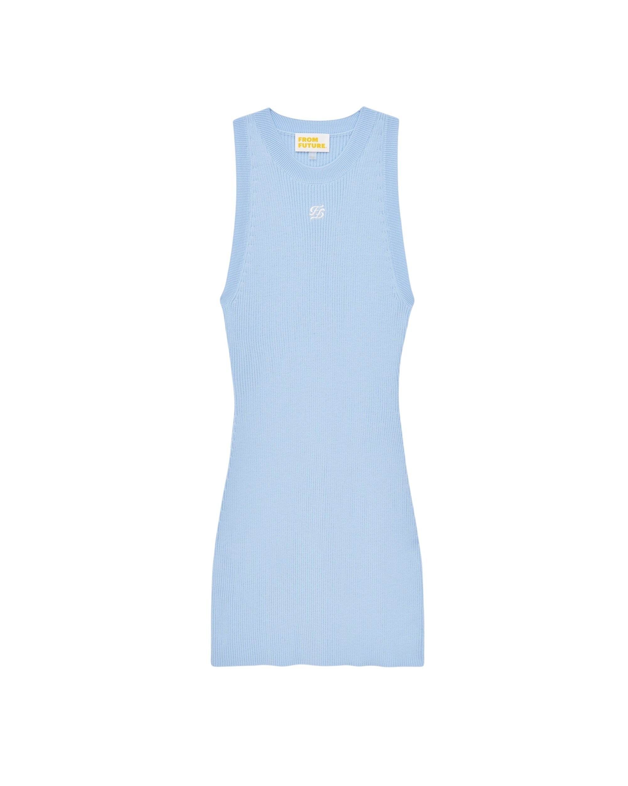 Robe Courte Bretelle Broderie FF - Baby Blue