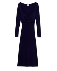 Robe longue en laine - Navy