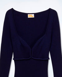 Robe longue en laine - Navy