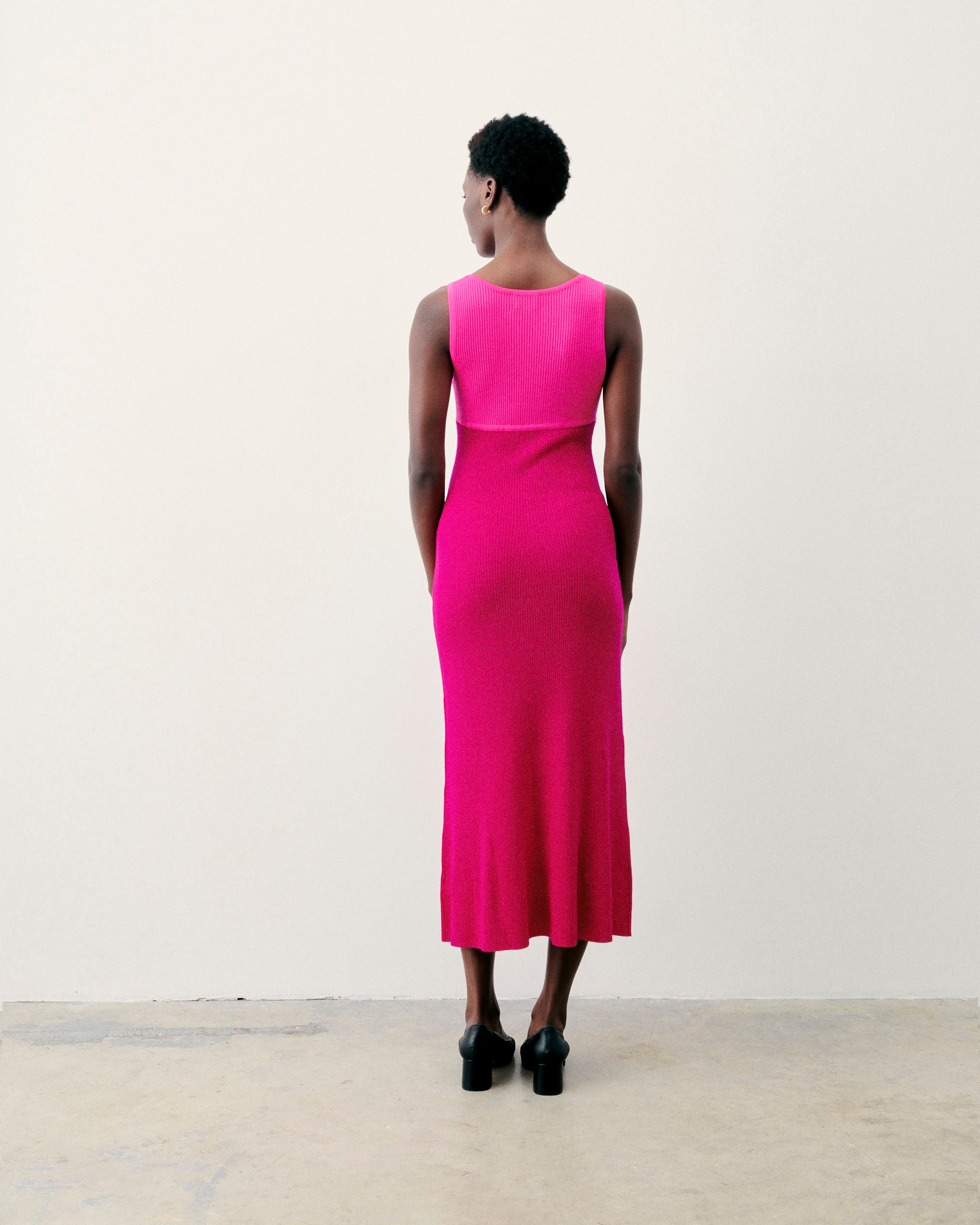 RASPBERRY PINK / NEW / QTY : 20 / Robe Longue Bretelle Bicolore - Raspberry Pink