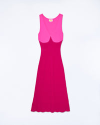 RASPBERRY PINK / NEW / QTY : 20 / Robe Longue Bretelle Bicolore - Raspberry Pink