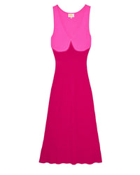 Robe longue à bretelles en laine mérinos - Raspberry Pink