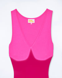 RASPBERRY PINK / NEW / QTY : 20 / Robe Longue Bretelle Bicolore - Raspberry Pink
