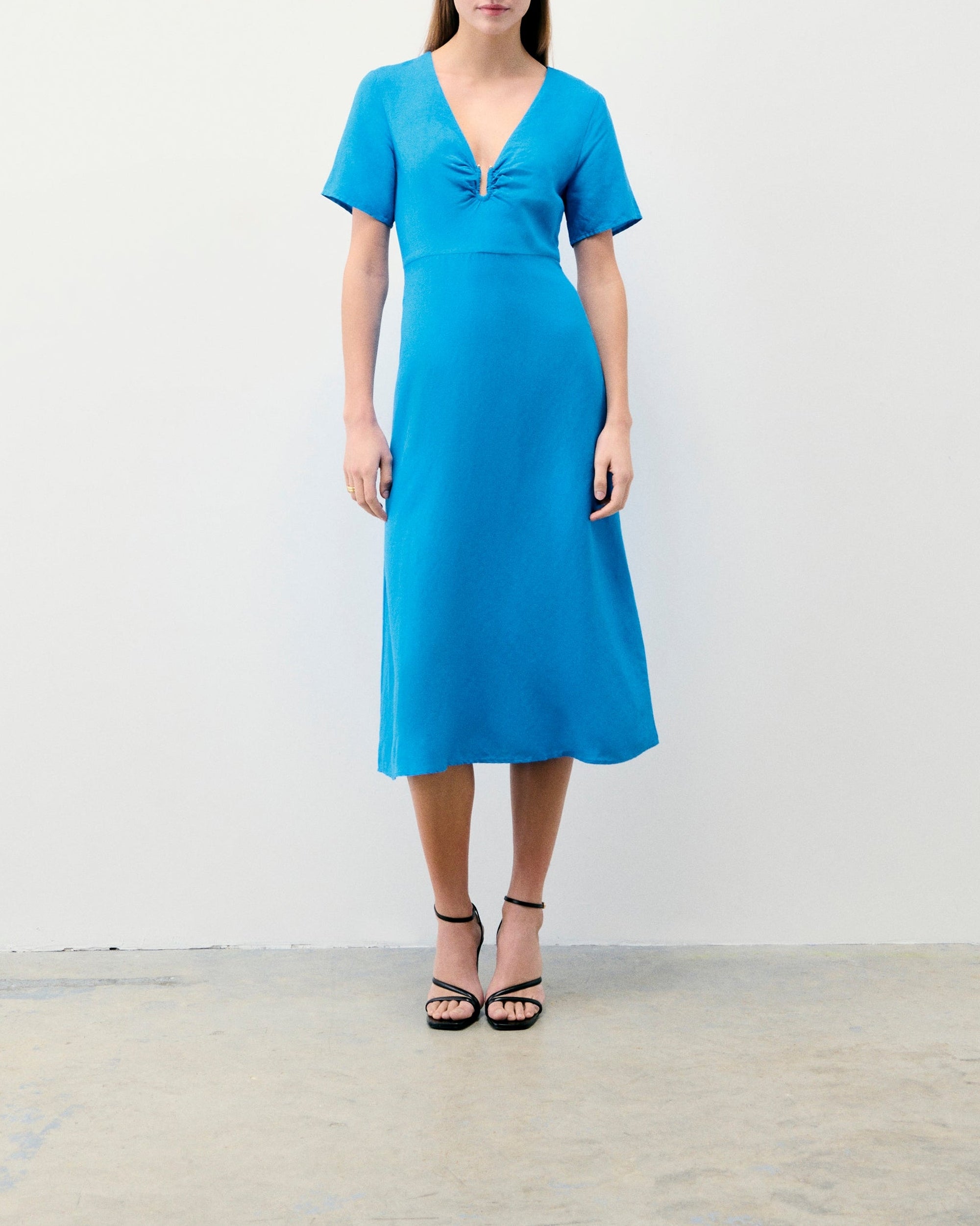 Robe longue en lin - Tropical Blue